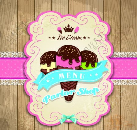 欧式花纹冰淇淋标签图片
