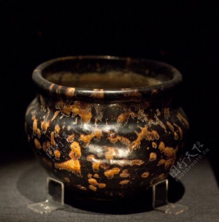 吉州窑玳瑁釉罐图片