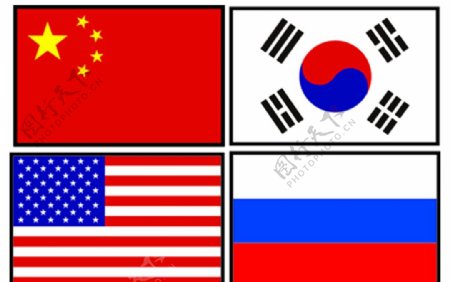 中国国旗韩国国旗美国图片