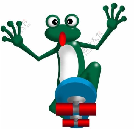 卡通青蛙溜滑板图片