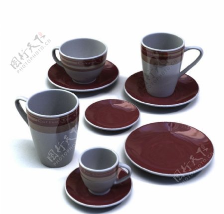 茶杯杯垫茶杯模型图片