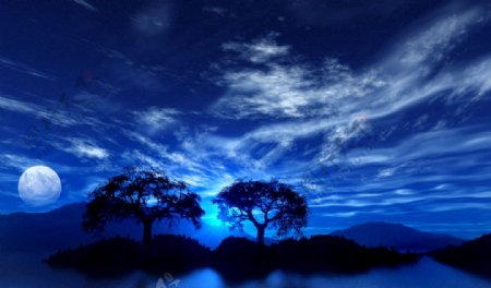 蓝色夜晚图片
