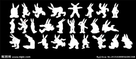 兔子剪影图片