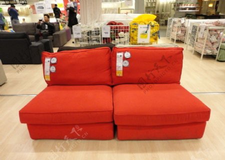 双人红色沙发图片