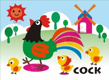 幼儿园卡通公鸡系列图片