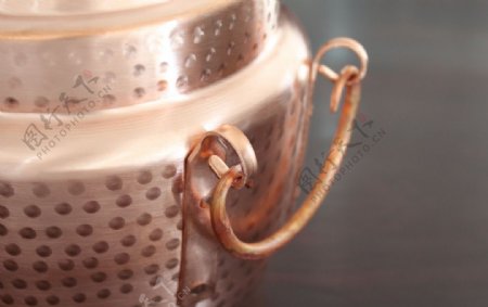 纯紫铜罐煮饭罐铜罐局部特写图片