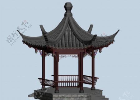 中式六角亭3D设计图片