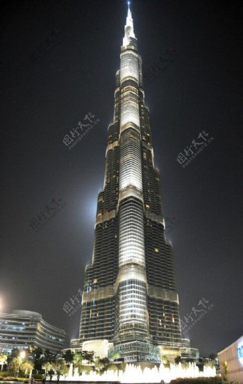 迪拜哈利法塔夜景图片