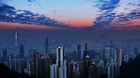 香港维多利亚港清晨图片