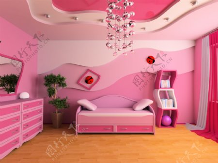 粉色卧室图片