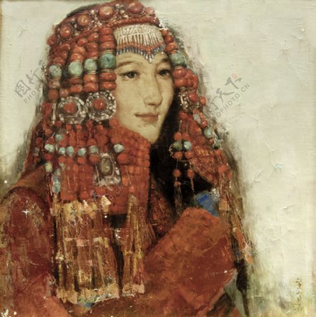 戴头饰的蒙族妇女图片