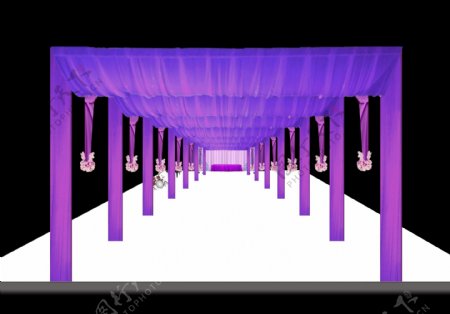 紫色婚礼效果图龙门架图片