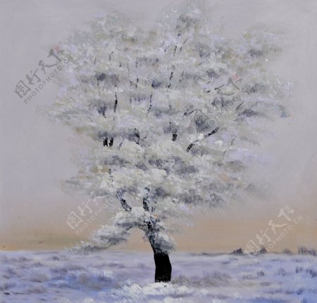冬季雪景装饰画图片