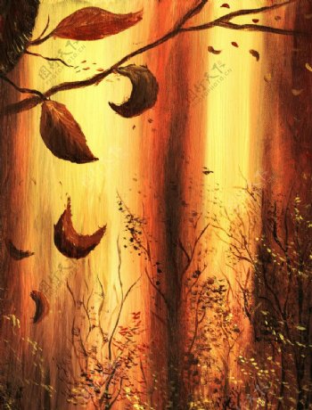 油画温暖的秋天图片