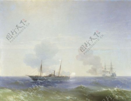 维斯塔号在黑海与土耳其战舰对峙图片