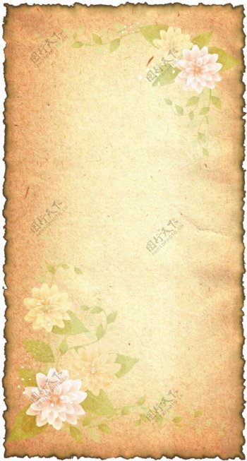 复古花卉纸张背景图片