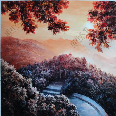 庐山风景水粉画图片