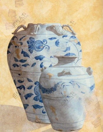 陶罐青花瓷图片