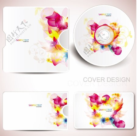 动感梦幻花纹cd光盘封面名片卡片图片
