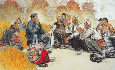 中国现代名画知心话图农民图片