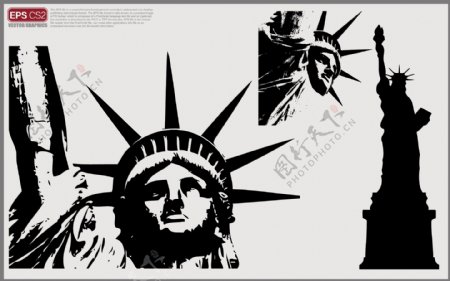 美国自由女神像剪影图片