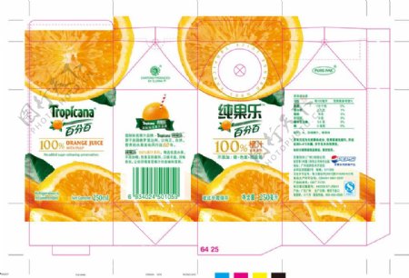 纯果乐饮料盒设计剖面图图片