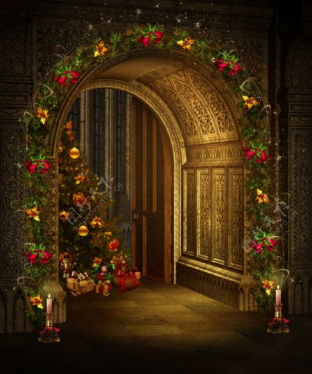 拱门圣诞花环图片