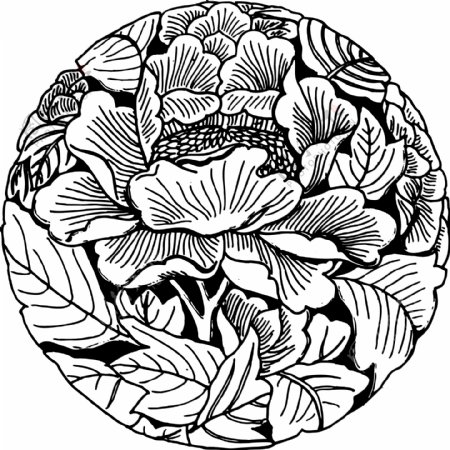 圆形图案花卉系列吉祥纹样牡丹花图片