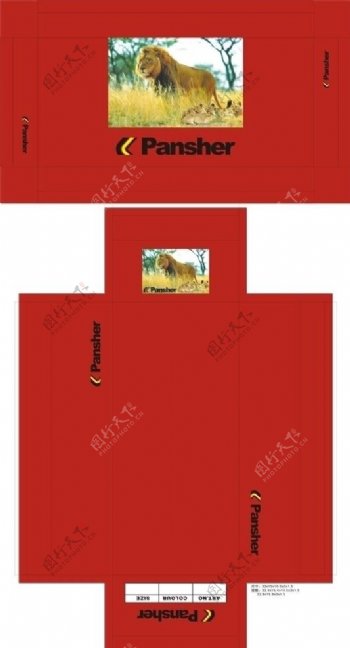鞋盒外单Pansher商标狮子草原图片