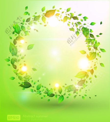 动感绿叶圈圈绿色环保背景图片