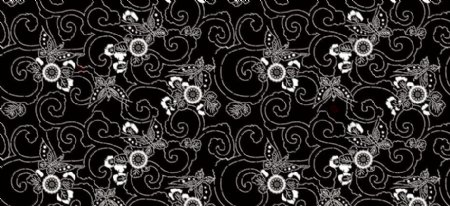 黑白无缝古典花纹底纹图片