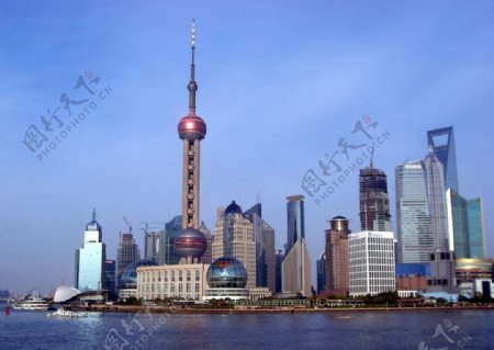 上海浦东陆家嘴金融贸易区沿江楼群图片