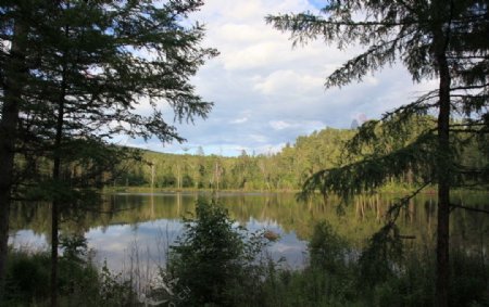 森林公园内湖边图片