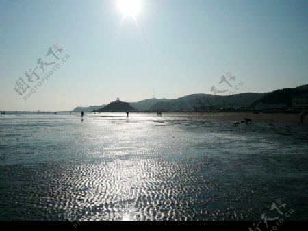 美丽广阔安静的丹东大鹿岛海岸图片