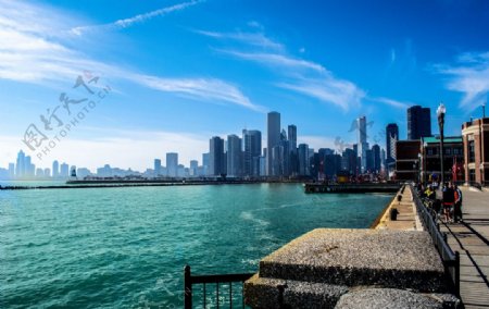 芝加哥密歇根湖湖畔图片
