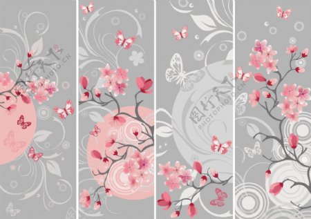 日式樱花背景矢量素材图片