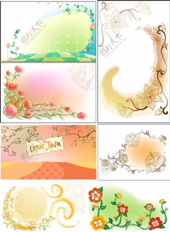 韩国清雅美丽好用的花纹矢量底纹贺卡图案图片
