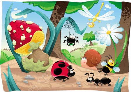 卡通森林昆虫图片