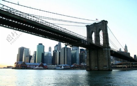 纽约哈德逊河布鲁克林大桥图片