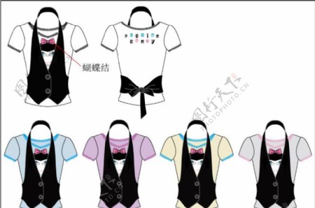 韩日夏服装设计印花TSHIRT背心马甲女蝴蝶结图片