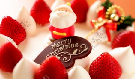 圣诞甜美草莓蛋糕图片