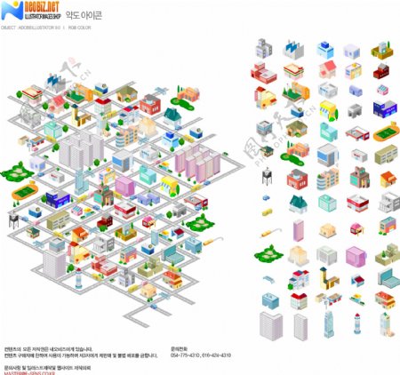 AI矢量城市建筑图标图片