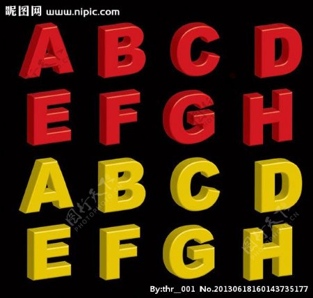 立体英文字母图片