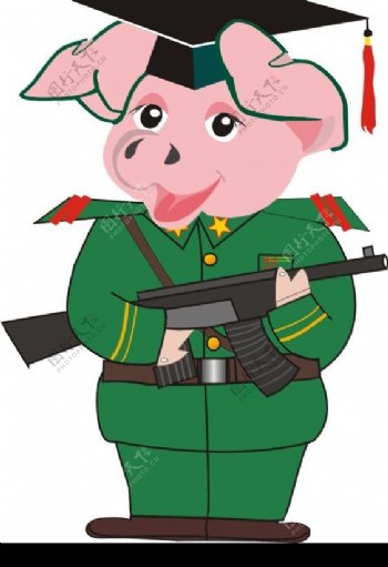 矢量猪警官图片