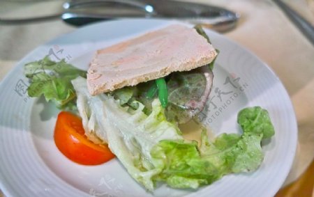 法國海鮮大餐中的鵝肝图片