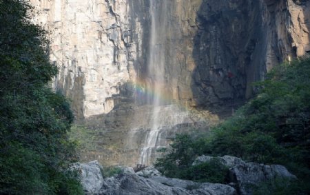 瀑布山水旅游摄影彩虹图片