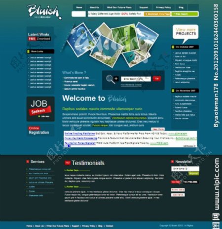 蓝色欧美CSS网页模板图片