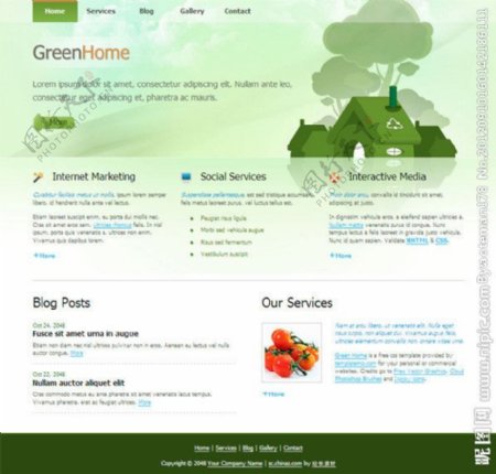 绿色家园CSS网页模板图片