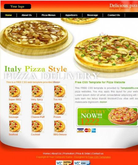 披萨公司CSS网页模板图片
