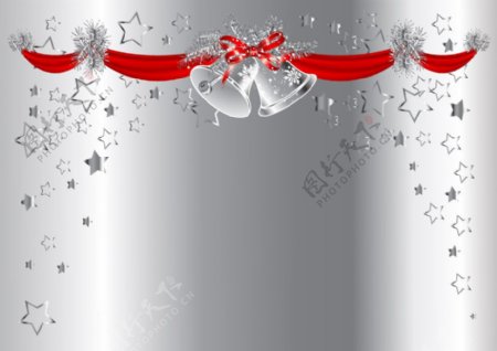 红绸铃铛星星圣诞节背景图片